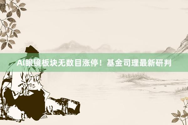 AI眼镜板块无数目涨停！基金司理最新研判